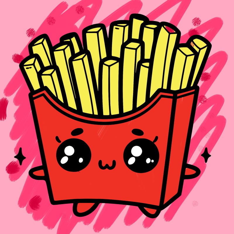 a cute. french fries
