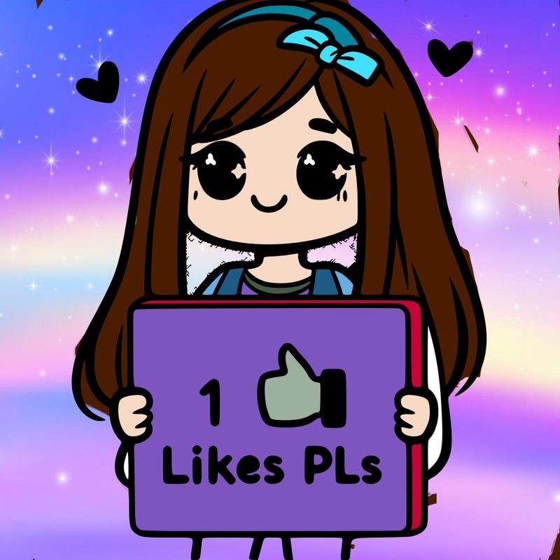 girl holding a sign saying 10 likes pls