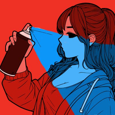 a realistic girl spray, painting