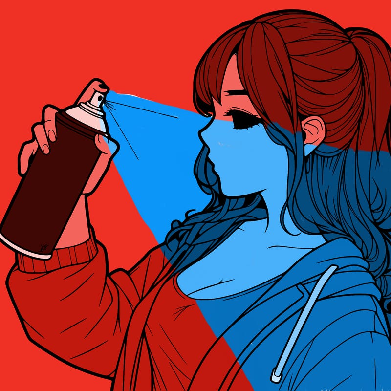 a realistic girl spray, painting