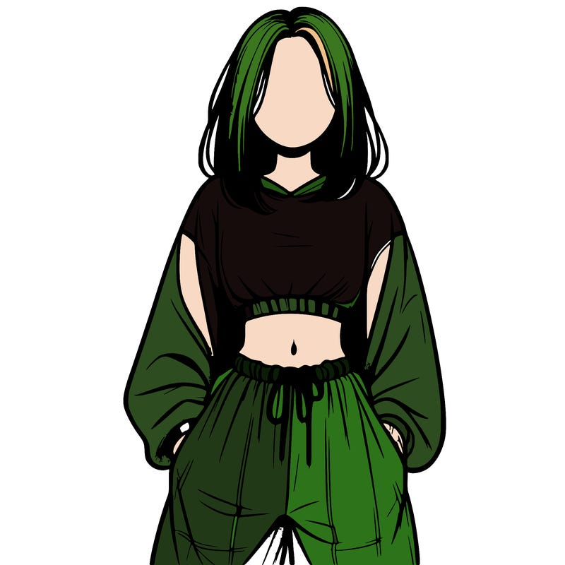 realistic girl faceless with baggy pants and a crop top