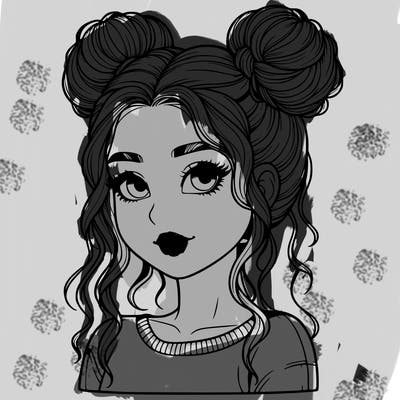 realistic girl with two buns in her hair