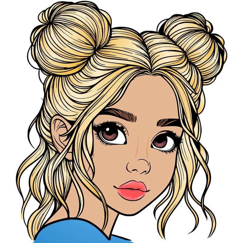 realistic girl with hair buns on her head
