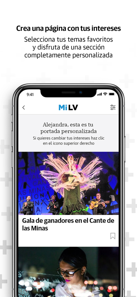 LA VERDAD - A mobile phone displaying the personalized news feed section of the LA VERDAD app showing local Murcia news articles.