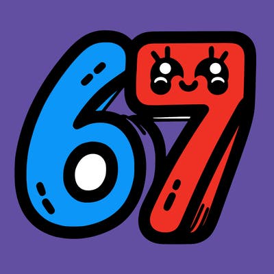 the numbers 67