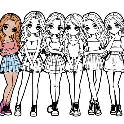 a group of girls realistic