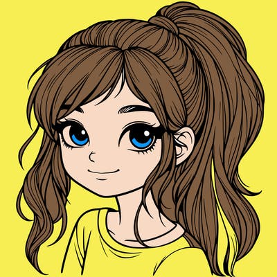 realistic girl with ponytail