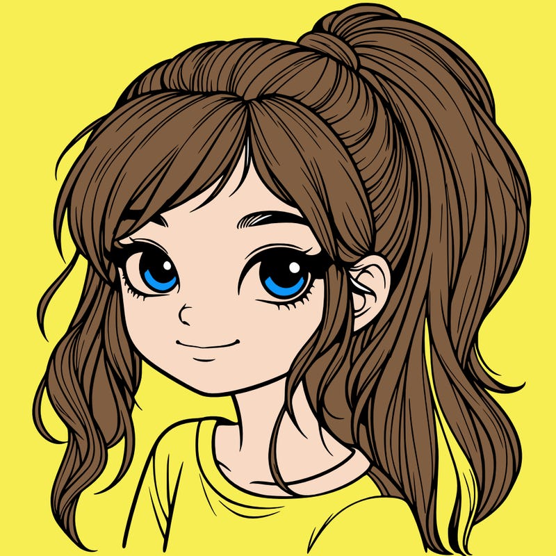 realistic girl with ponytail