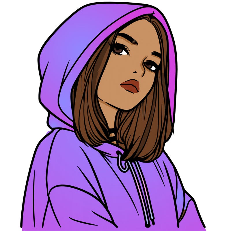 a realistic girl in a hoodie