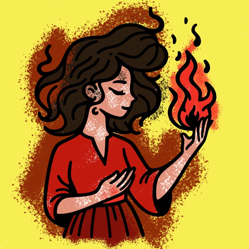 woman with fire