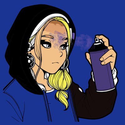 a realistic girl, spray painting