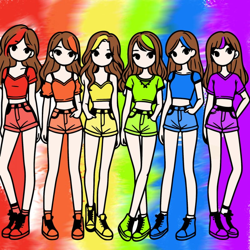 a group of girls wearing crop tops and shorts