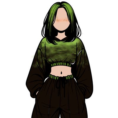 realistic girl faceless with baggy pants and a crop top