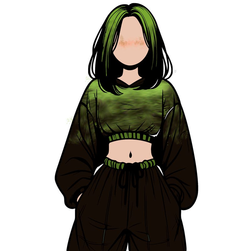 realistic girl faceless with baggy pants and a crop top