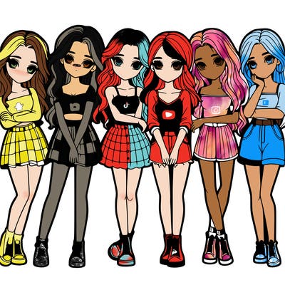 a group of girls realistic