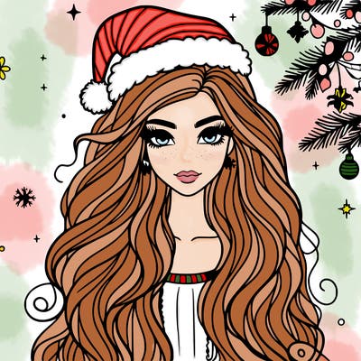christmas fashionable female model and long hair