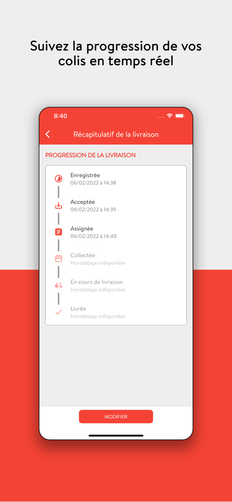Marketo - Marketo app interface for real time delivery tracking and order status