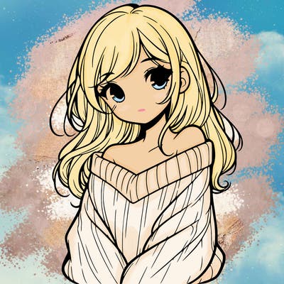 shy pretty girl wearing a sweater that is falling off one shoulder portrait