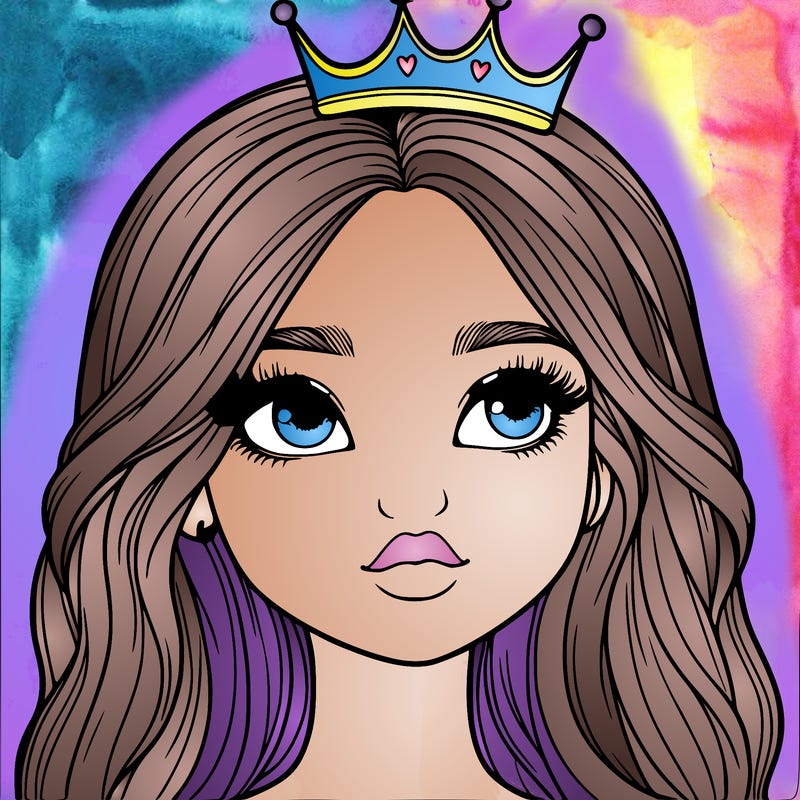 a realistic girl with a crown on