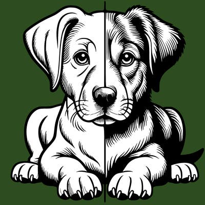 realistic dog split picture