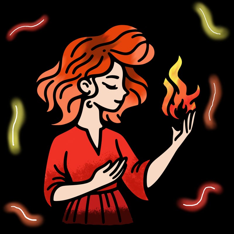 woman with fire