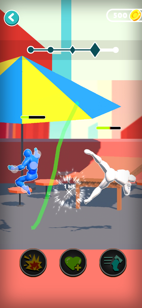 Draw Fight: Freestyle Action - A blue character performing a hand-drawn attack against a white opponent in Draw Fight Freestyle Action