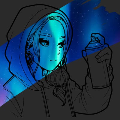 a realistic girl, spray painting