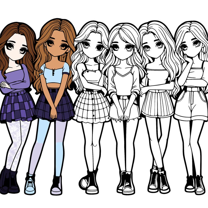 a group of girls realistic