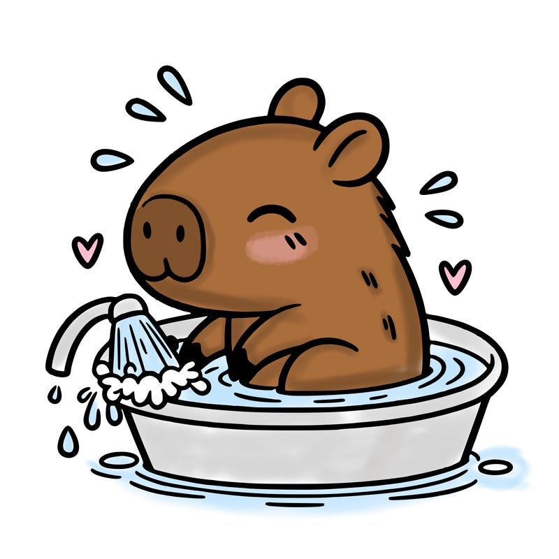 capybara taking a bath