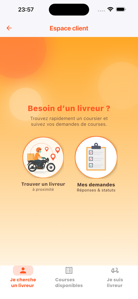 Faris - Faris app interface for booking a delivery driver or tracking courier requests.