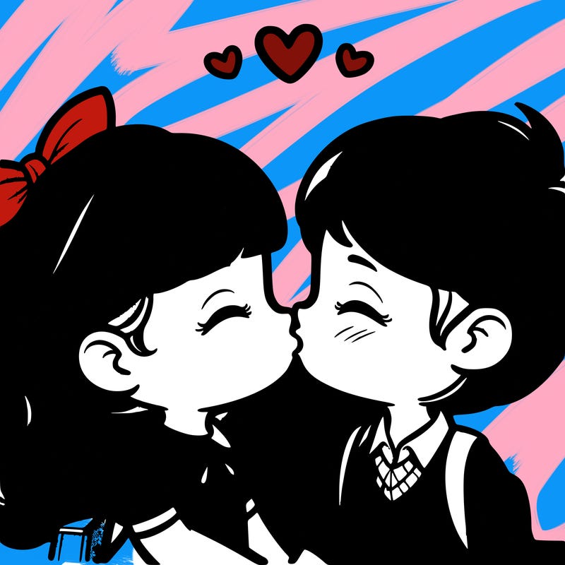 boy and girl kissing