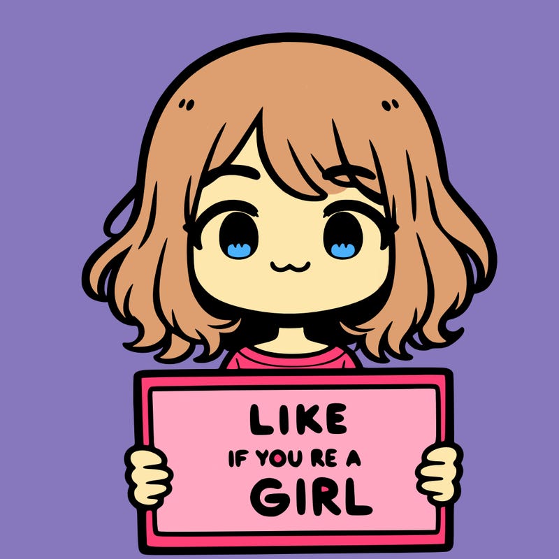 a cute girl holding a sign that says like if you’re a girl