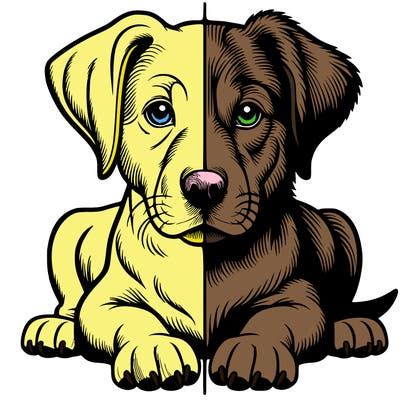 realistic dog split picture