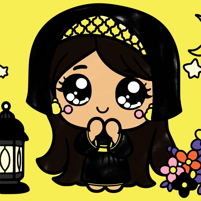 girl with ramadan mubarak