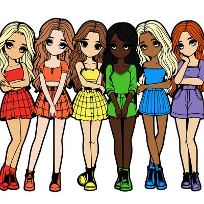 a group of girls realistic