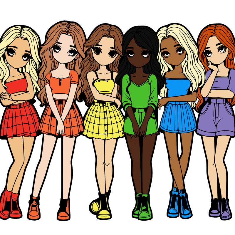 a group of girls realistic