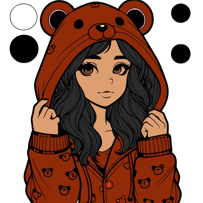 realistic girl in a animal pjs hoodie