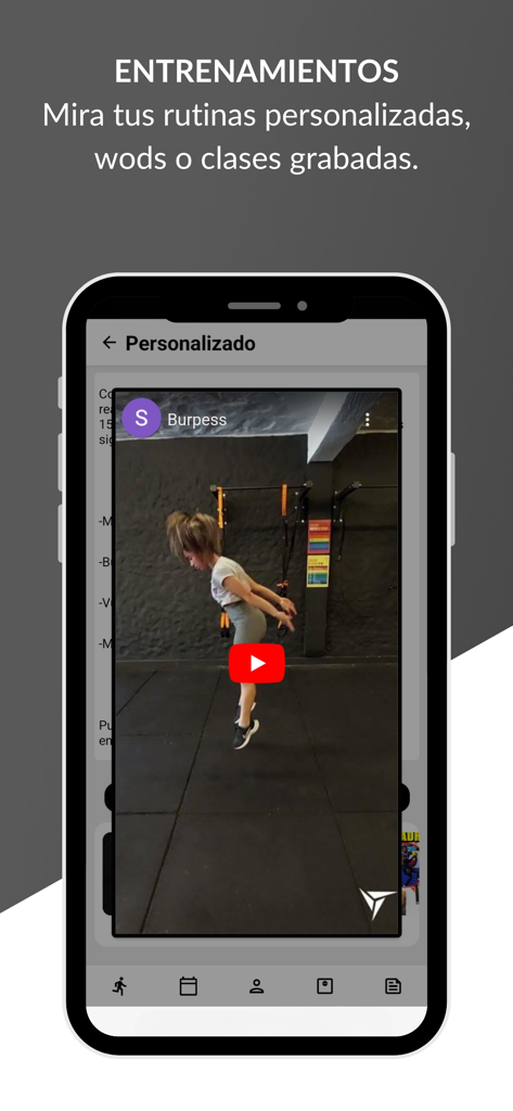 SportManager 2.0 - SportManager 2.0 mobile app interface showing a personalized workout routine with a fitness training video
