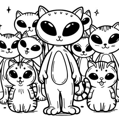 a group of alien cats