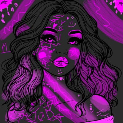 realistic girl with wavy hair and lips