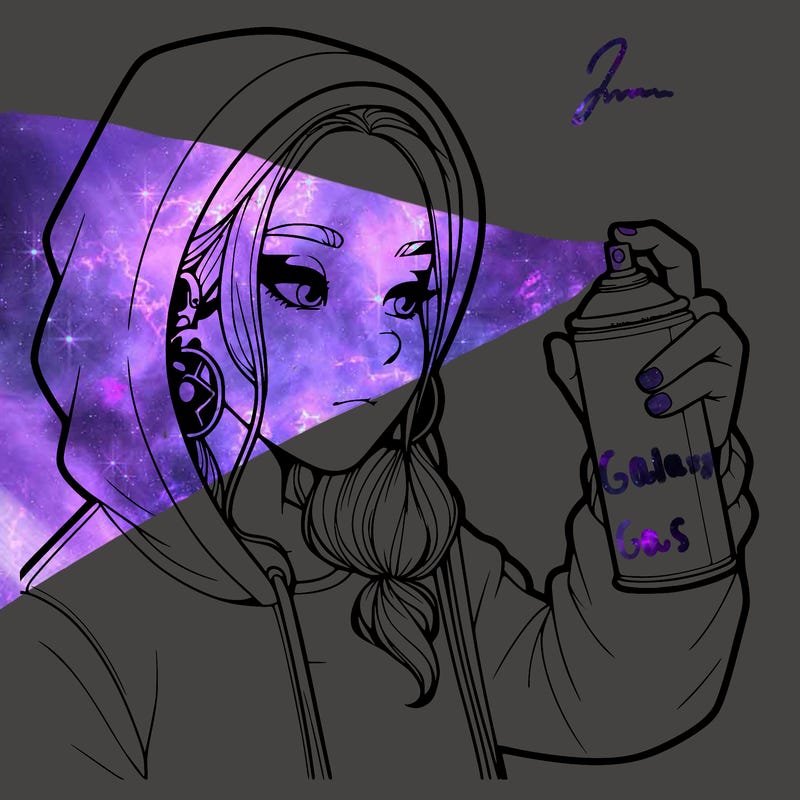 a realistic girl, spray painting