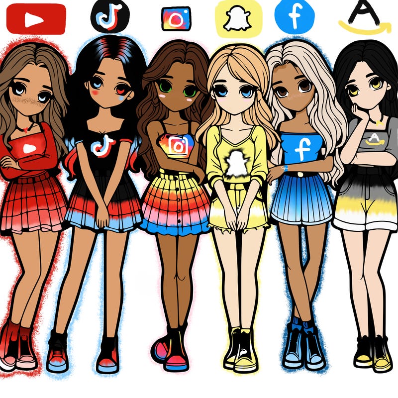 a group of girls realistic