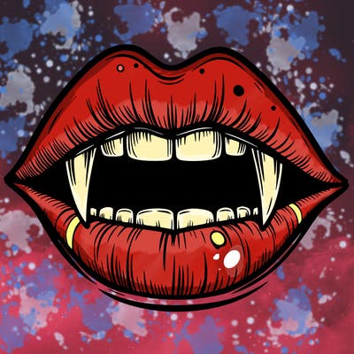 lips with vampire teeth