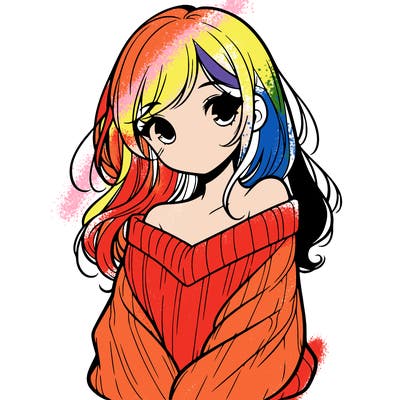 shy pretty girl wearing a sweater that is falling off one shoulder portrait