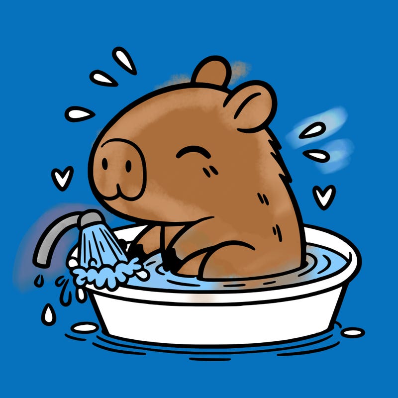 capybara taking a bath