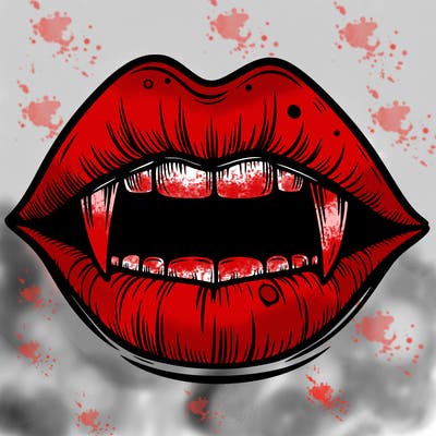 lips with vampire teeth