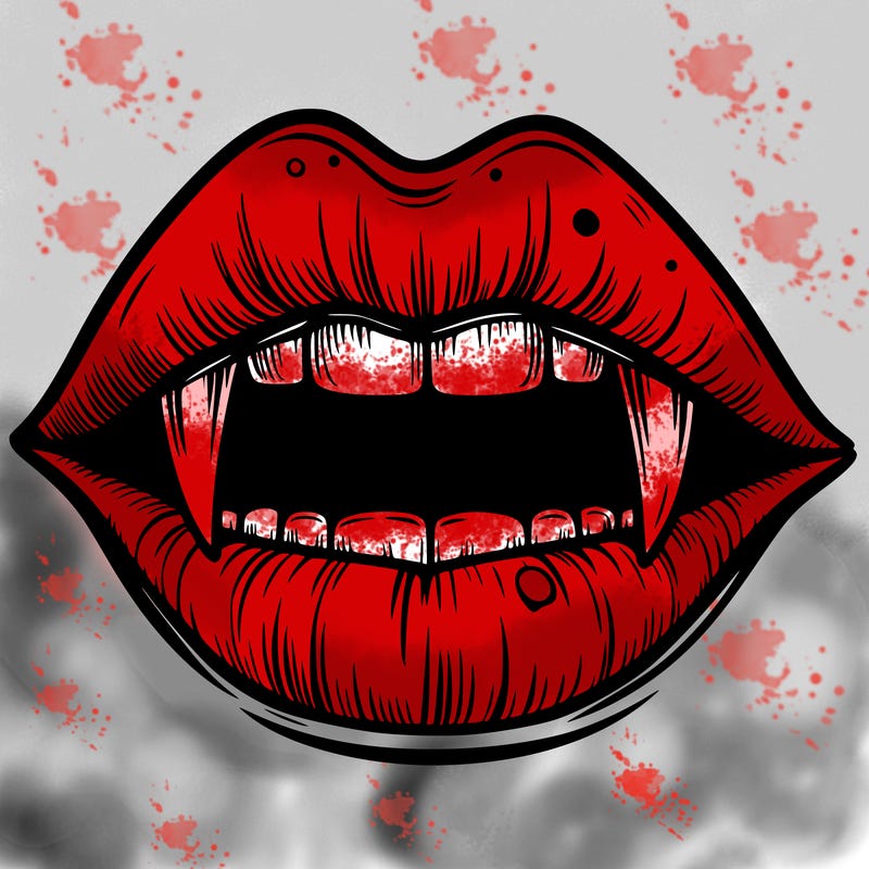lips with vampire teeth