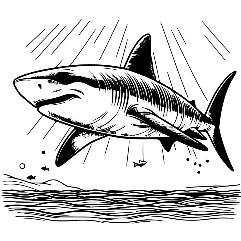 a realistic and detailed big shark in the sea