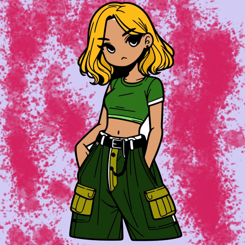 girl with crop top and baggy pants