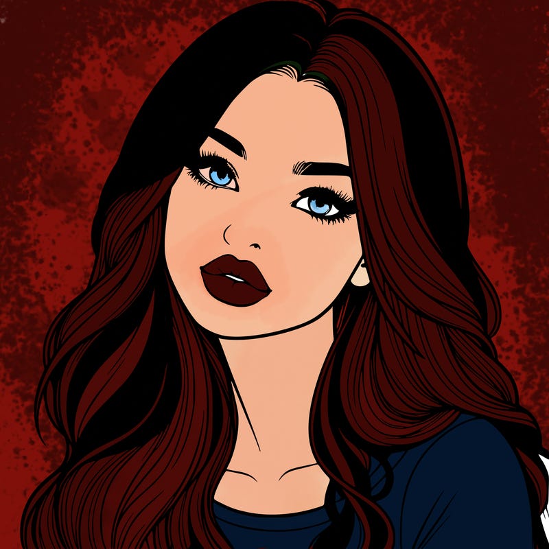 realistic girl with hair on her hair and lips